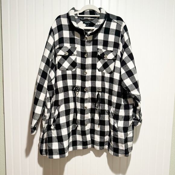 Torrid Brushed Cotton Plaid Shacket Plus Size 5X - Picture 2 of 8